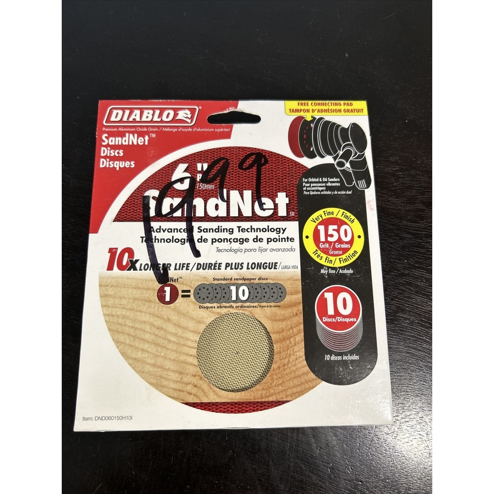 DIABLO 6" 150 GRIT SANDNET DISCS WITH CONNECTION PAD DND060150H1OI Pack of 10